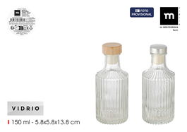Inde Botella de Vidrio Multiusos Stripes 150 ml con dimensiones 5.7 cm (ancho) x 13.7 cm (alto) x 5.7 cm (largo) (24 Unidades)