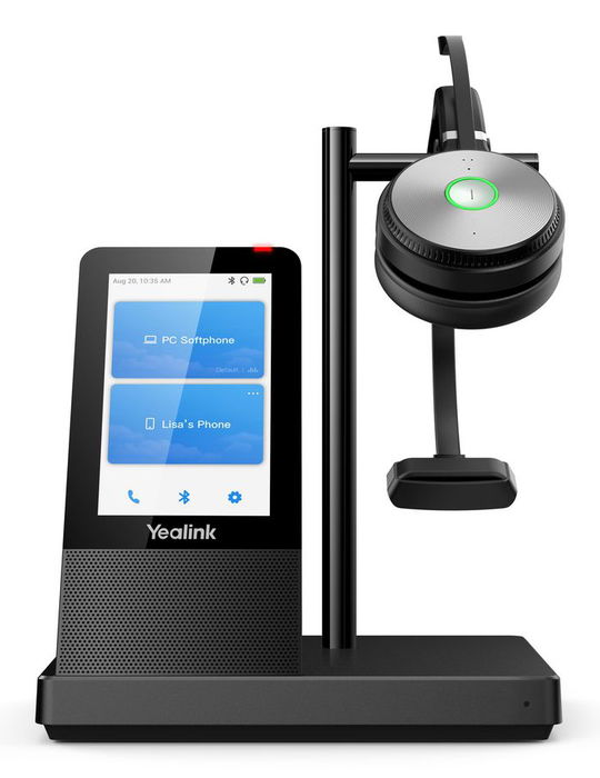 Yealink WH66 Mono UC-DECT Auriculares Inalámbricos con Estación de Trabajo UC Todo en Uno, Cancelación de Ruido, Carga Inalámbrica y Base de Altavoz