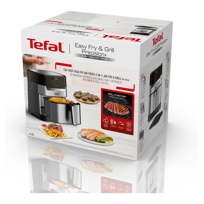 Tefal Easy Fry & Grill EY505D - Freidora de aire caliente sin aceite, 4.2 L, 1550W, 8 programas, función grill, temporizador 60 min Tefal Easy Fry & Grill EY505D - Freidora de aire caliente sin aceite, 4.2 L, 1550W, 8 programas, función grill, temporizador 60 min