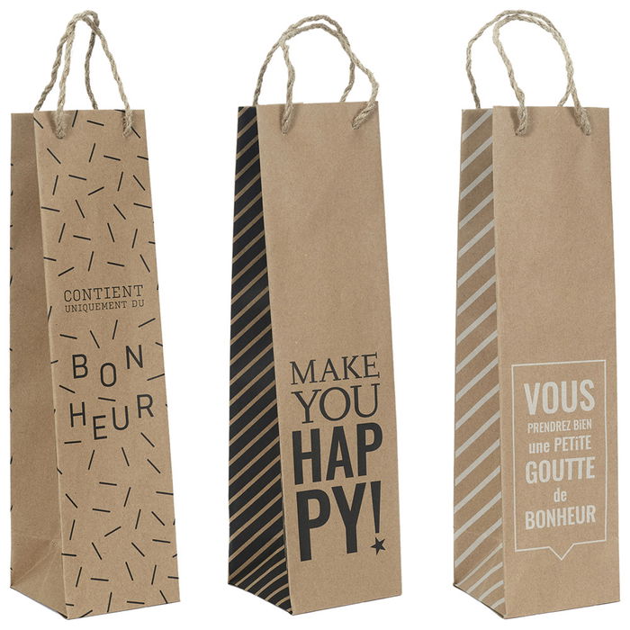 Party Time Bolsa Regalo Botella Party Time Modelos Surtidos: Happy, Bonheur, Vous