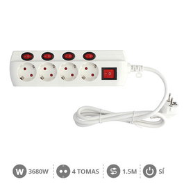 GSC Evolution Base múltiple 4T con multi interruptor 3x1.5mm 1,5M