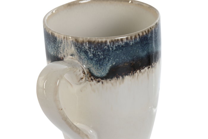 DKD Home Decor Mug Moderno Azul Blanco Gres Esmaltado Horeca 400ml Apto Microondas Lavavajillas 6 Unidades 8.5 x 10.5 x 12 cm