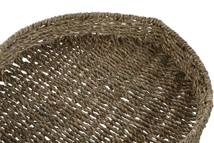 DKD Home Decor Bandeja Mediterraneo Set 2 Piezas 33 x 6 x 49 cm Seagrass Metal Natural Hecho a Mano