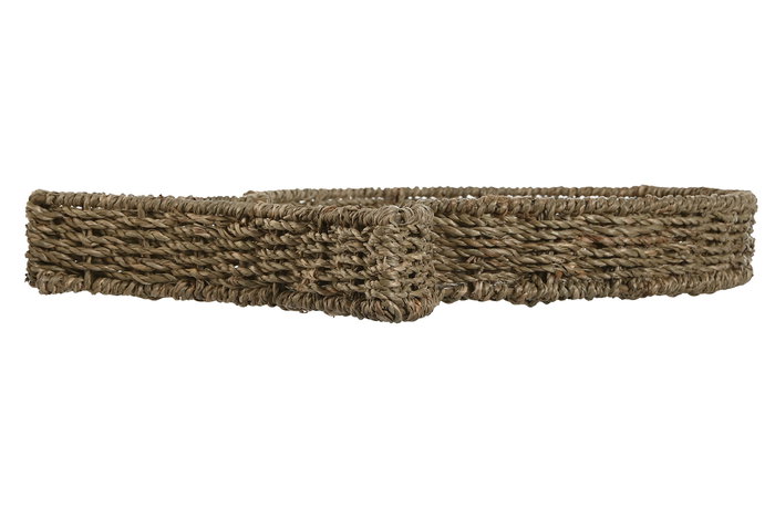 DKD Home Decor Bandeja Mediterraneo Set 2 Piezas 33 x 6 x 49 cm Seagrass Metal Natural Hecho a Mano