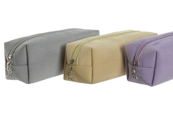 DKD Home Decor Estuche de Poliéster 18x6x6 Surtido de 3 Colores