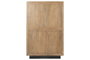 DKD Home Decor Vitrina Loft Colección Sand Village, Natural/Negro, 44x142x89 cm, Chorro de Arena, 3 Puertas, 6 Estantes