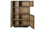 DKD Home Decor Vitrina Loft Colección Sand Village, Natural/Negro, 44x142x89 cm, Chorro de Arena, 3 Puertas, 6 Estantes