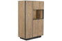 DKD Home Decor Vitrina Loft Colección Sand Village, Natural/Negro, 44x142x89 cm, Chorro de Arena, 3 Puertas, 6 Estantes