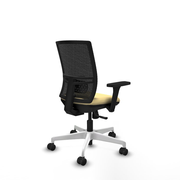 PIQUERAS Y CRESPO Silla de oficina Yunquera con mecanismo Sincro, Similpiel Crema y Malla Negro PIQUERAS Y CRESPO Silla de oficina Yunquera con mecanismo Sincro, Similpiel Crema y Malla Negro
