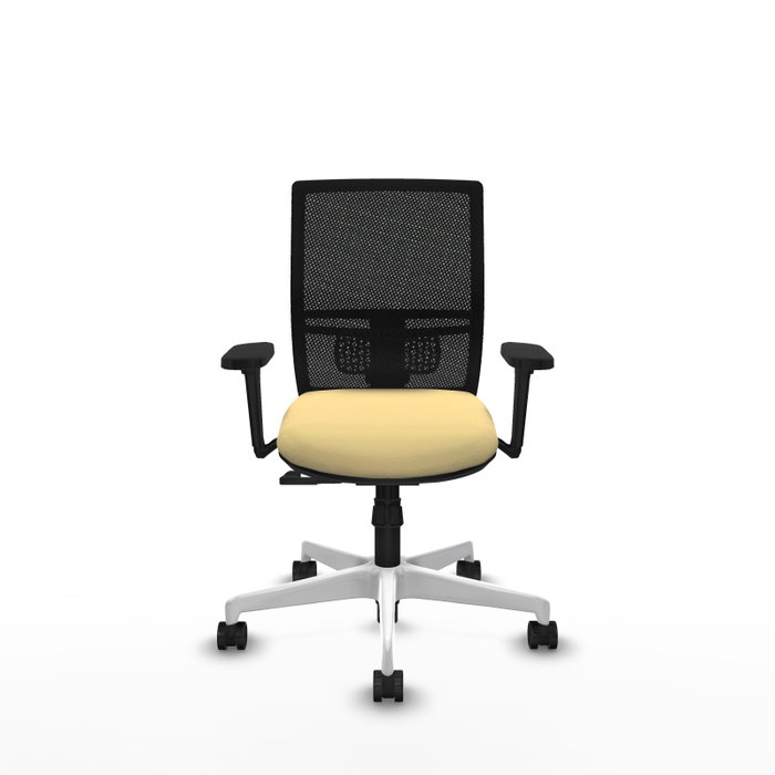 PIQUERAS Y CRESPO Silla de oficina Yunquera con mecanismo Sincro, Similpiel Crema y Malla Negro PIQUERAS Y CRESPO Silla de oficina Yunquera con mecanismo Sincro, Similpiel Crema y Malla Negro
