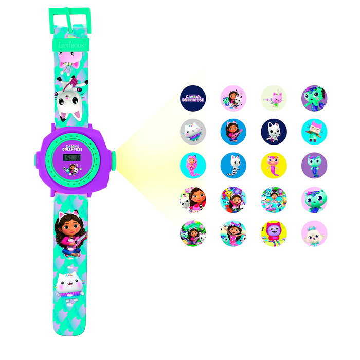 Lexibook Reloj Digital Proyector La Casa De Gabby con 20 Imágenes y Juegos Interactivos, para Niños +3 Años, DMW050GDH