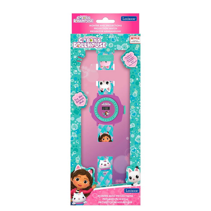 Lexibook Reloj Digital Proyector La Casa De Gabby con 20 Imágenes y Juegos Interactivos, para Niños +3 Años, DMW050GDH