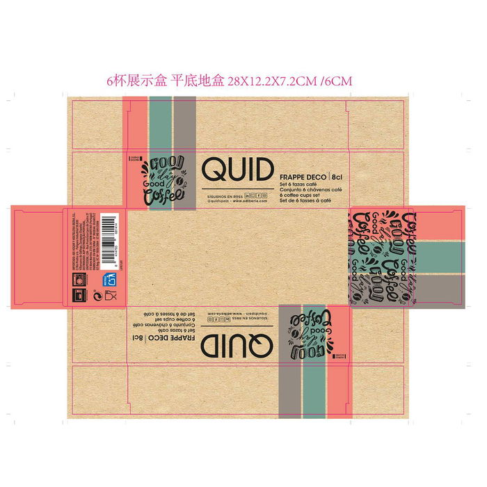 Set de 6 Tazas Cerámico Surtido Frappe Deco Quid 8 cL Set de 6 Tazas Cerámico Surtido Frappe Deco Quid 8 cL
