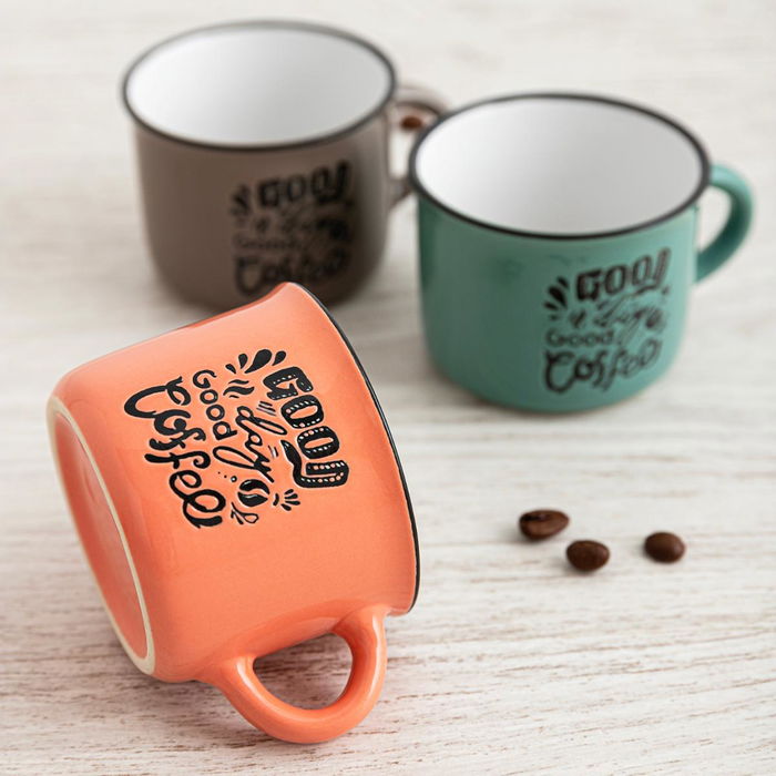 Set de 6 Tazas Cerámico Surtido Frappe Deco Quid 8 cL Set de 6 Tazas Cerámico Surtido Frappe Deco Quid 8 cL