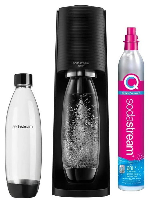 Sodastream Terran Black Machine Pack con 2 botellas LV y 1 cilindro de intercambio CQC Sodastream Terran Black Machine Pack con 2 botellas LV y 1 cilindro de intercambio CQC