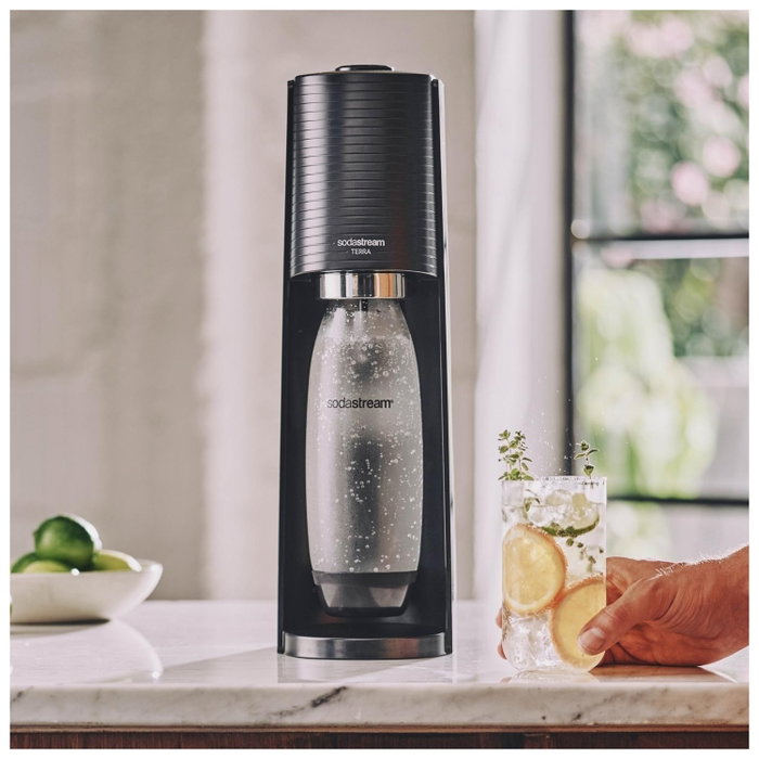 Sodastream Terran Black Machine Pack con 2 botellas LV y 1 cilindro de intercambio CQC Sodastream Terran Black Machine Pack con 2 botellas LV y 1 cilindro de intercambio CQC