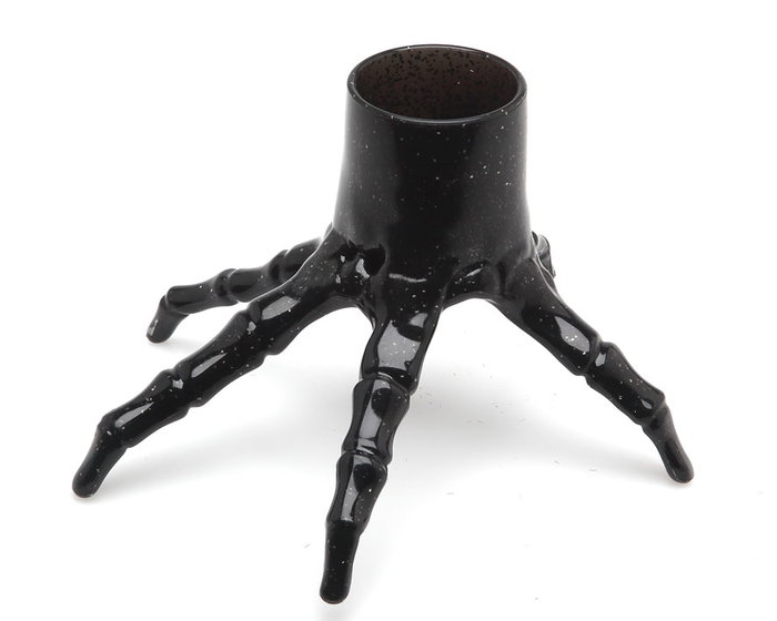 Copa Decorativa Negra Para Halloween 11x15 cm Base Mano Esquelética Copa Decorativa Negra Para Halloween 11x15 cm Base Mano Esquelética