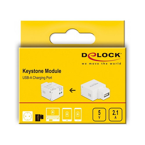 DeLOCK Módulo Keystone con Puerto de Carga USB Tipo-A 2,1 A Blanco DeLOCK Módulo Keystone con Puerto de Carga USB Tipo-A 2,1 A Blanco