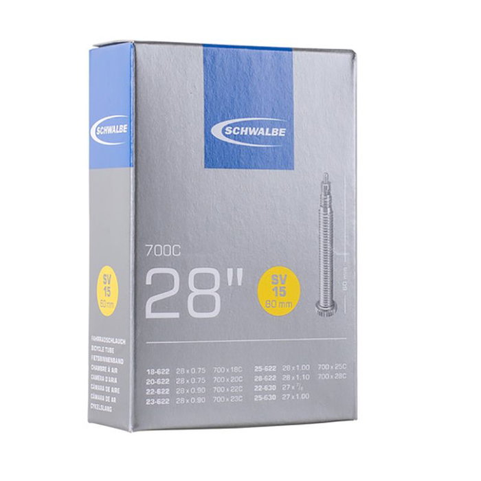 Schwalbe SV15 Cámara Larga 28x3/4-1 1/8 Válvula Presta 60 mm ETRTO 18/28-622/630