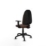 Silla de oficina Algarra con mecanismo Contacto permanente básico tapizada con Tela color Marrón oscuro. Equipada con Base poliamida negra, Brazos 1Dy Topes