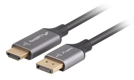 LANBERG CA-DPHD-20CU-0018-BK Adaptador Cable Vídeo DisplayPort a HDMI 1.8 m Estándar Negro y Plata