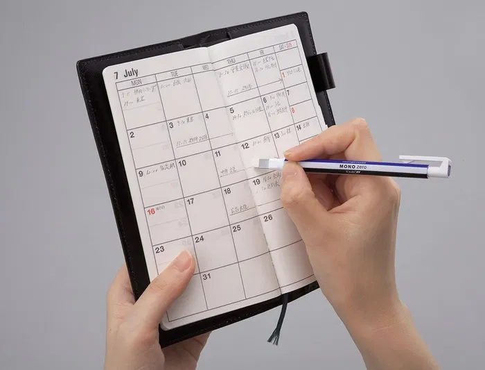 Tombow Portagomas Mono Zero Goma Rectangular 2.5x5 mm Blanco Azul y Negro