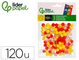 Liderpapel Pompones de Colores Manualidades Tonalidades Cálidas Bolsa 120 Unidades 1 cm