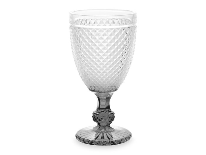 Vivalto Copa Diamante Agua Transparente Pie Antracita 256 ml Vidrio 7.8x15.1x7.8 cm (Set de 36)