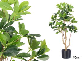 Ibergarden Maceta con Planta Artificial de Hojas Alargadas 90 cm, Verde y Negro, de Plástico, 40x40x95 cm (Set de 4)