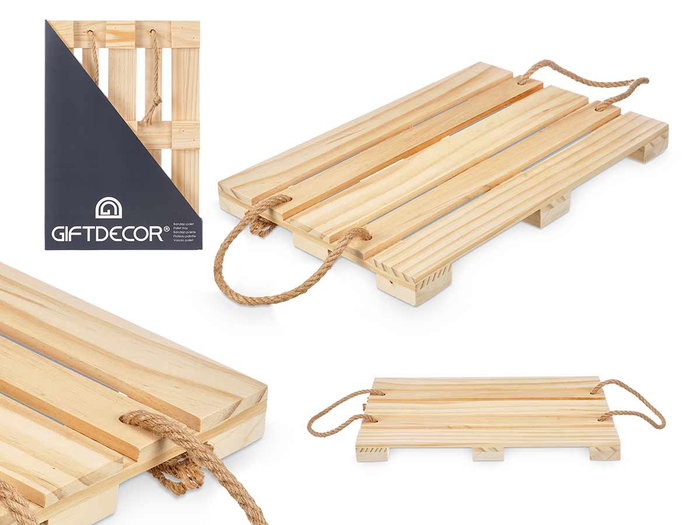 Giftdecor Bandeja Palet Asas Cuerda 42 cm x 3 cm x 28 cm Madera Pino Natural (Set de 12) Giftdecor Bandeja Palet Asas Cuerda 42 cm x 3 cm x 28 cm Madera Pino Natural (Set de 12)