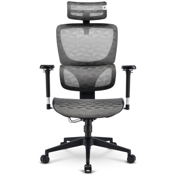 SHARKOON Silla de Oficina OfficePal C40M, Gris, Asiento y Respaldo de Malla, Reposabrazos 4D Ajustable, Reposacabezas Ajustable, hasta 150 kg