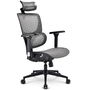 SHARKOON Silla de Oficina OfficePal C40M, Gris, Asiento y Respaldo de Malla, Reposabrazos 4D Ajustable, Reposacabezas Ajustable, hasta 150 kg