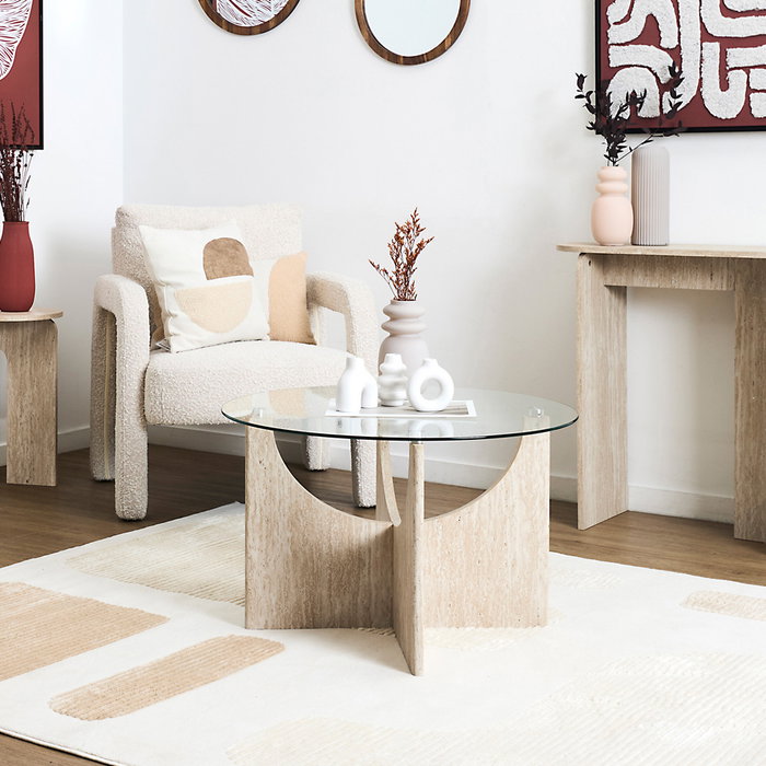 Home Deco Factory Mesa auxiliar de vidrio templado diám. 70 cm Colección Terra Nova
