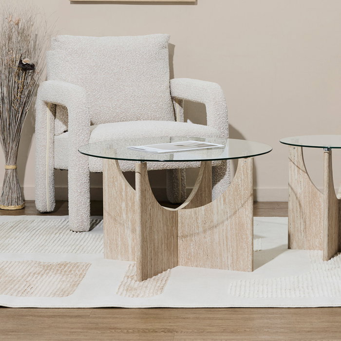 Home Deco Factory Mesa auxiliar de vidrio templado diám. 70 cm Colección Terra Nova