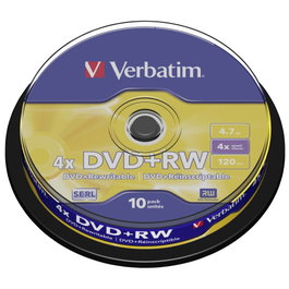 Verbatim DVD+RW 4,7GB 4x Plata mate (Pack de 10)