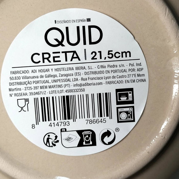 Quid Plato Hondo Cerámico Creta Beige 21,5 cm