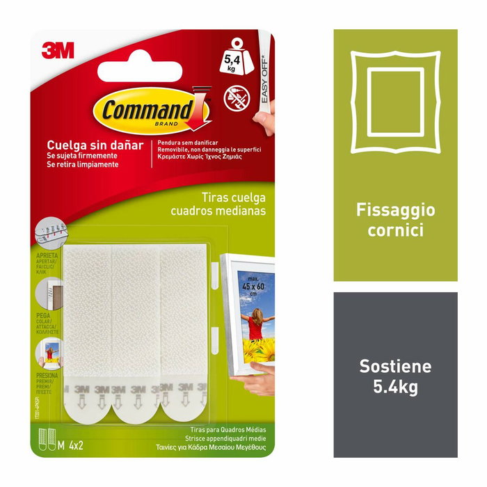 3M Command Tiras para Colgar Cuadros Blancas Medianas