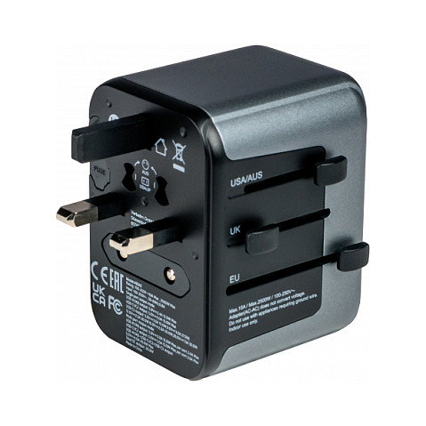 Verbatim UTA-03 Adaptador de Viaje Universal con 3 USB-C y 2 USB-A (30W PD)