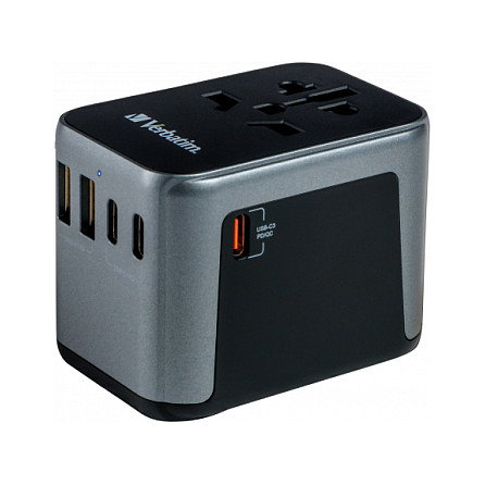 Verbatim UTA-03 Adaptador de Viaje Universal con 3 USB-C y 2 USB-A (30W PD)
