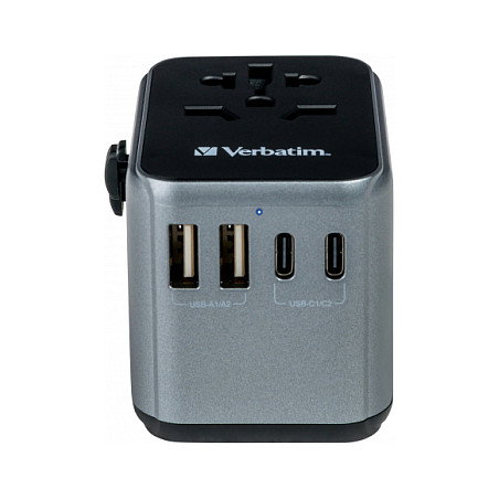 Verbatim UTA-03 Adaptador de Viaje Universal con 3 USB-C y 2 USB-A (30W PD)
