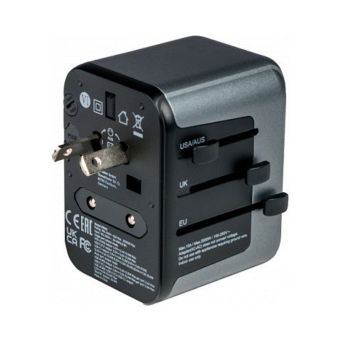 Verbatim UTA-03 Adaptador de Viaje Universal con 3 USB-C y 2 USB-A (30W PD)
