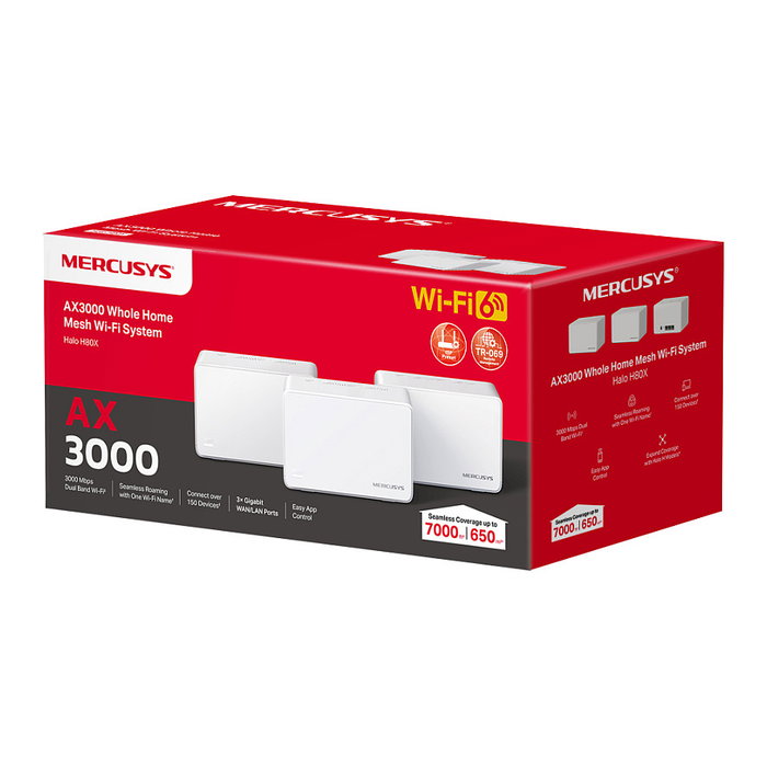 Mercusys Halo H80X (3-pack) Wi-Fi 6 AX3000 Blanco