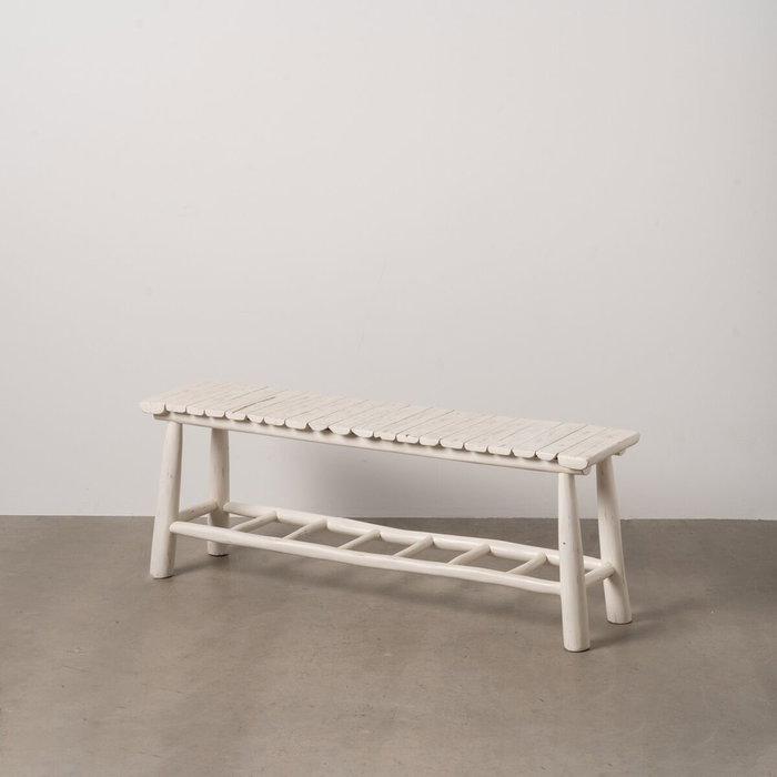 Ixia Banqueta Blanco Rozado Madera de Teca 120 x 30 x 45 cm Ixia Banqueta Blanco Rozado Madera de Teca 120 x 30 x 45 cm