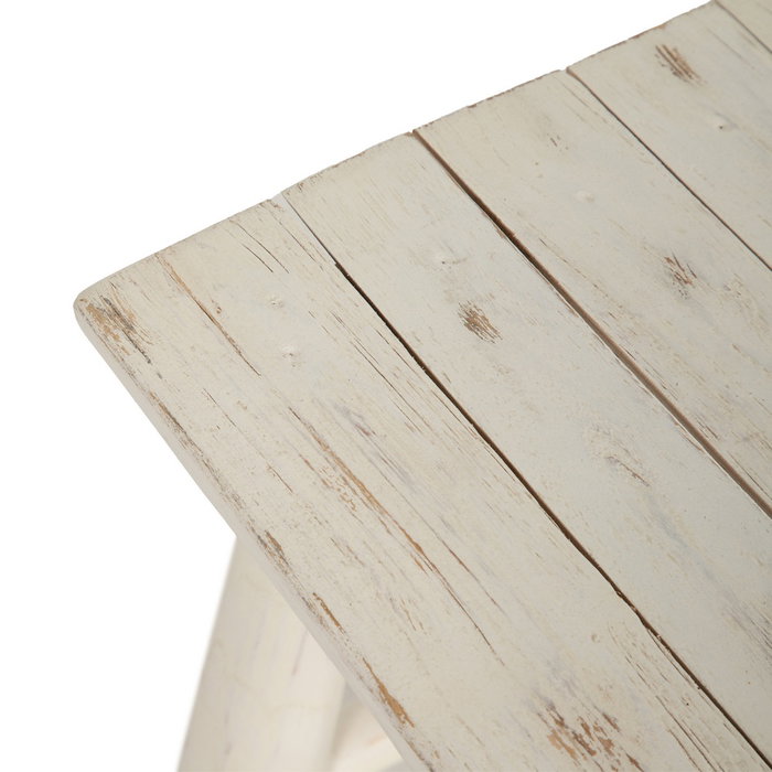 Banqueta Blanco Rozado Madera de Teca 120 X 30 X 45 cm Banqueta Blanco Rozado Madera de Teca 120 X 30 X 45 cm