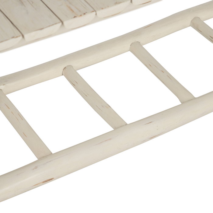 Banqueta Blanco Rozado Madera de Teca 120 X 30 X 45 cm Banqueta Blanco Rozado Madera de Teca 120 X 30 X 45 cm