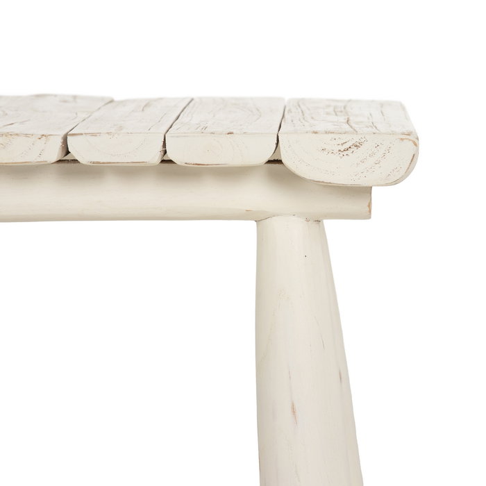 Banqueta Blanco Rozado Madera de Teca 120 X 30 X 45 cm Banqueta Blanco Rozado Madera de Teca 120 X 30 X 45 cm