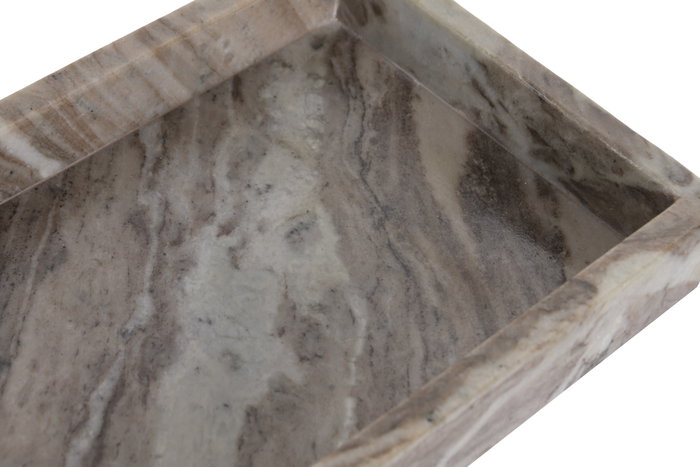 DKD Home Decor Bandeja de Mármol Travertino Marrón 30,5x15,5x3,8 cm