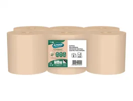 Amoos Papel Secamanos Naturally Soft 2 Capas Pasta Cruda Ecolabel Paquete 6 Rollos 125 m Certificado Celulosa Virgen