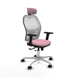 PIQUERAS Y CRESPO Silla de oficina Jorquera con mecanismo Sincro/Traslack Rosa y Blanco