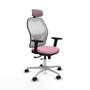 PIQUERAS Y CRESPO Silla de oficina Jorquera con mecanismo Sincro/Traslack Rosa y Blanco